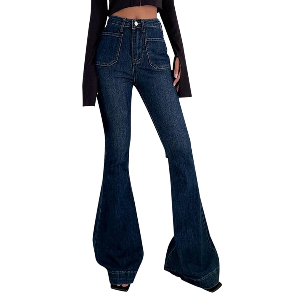 本日までHIGH WAIST BELL-BOTTOM DENIM PANTS XZNGL Bell Bottom Jeans for Women High Waist Women